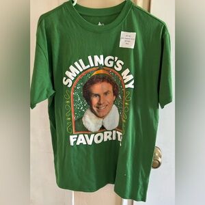 Smiling's My Favorite T-Shirt Unisex  ELF Christmas Tee sz Medium